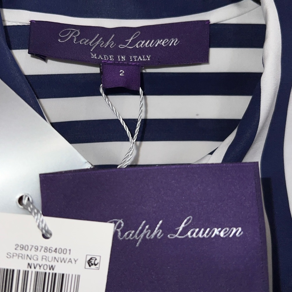 NTW! Ralph Lauren Purple Label Blue and White Striped Tie-front Blouse